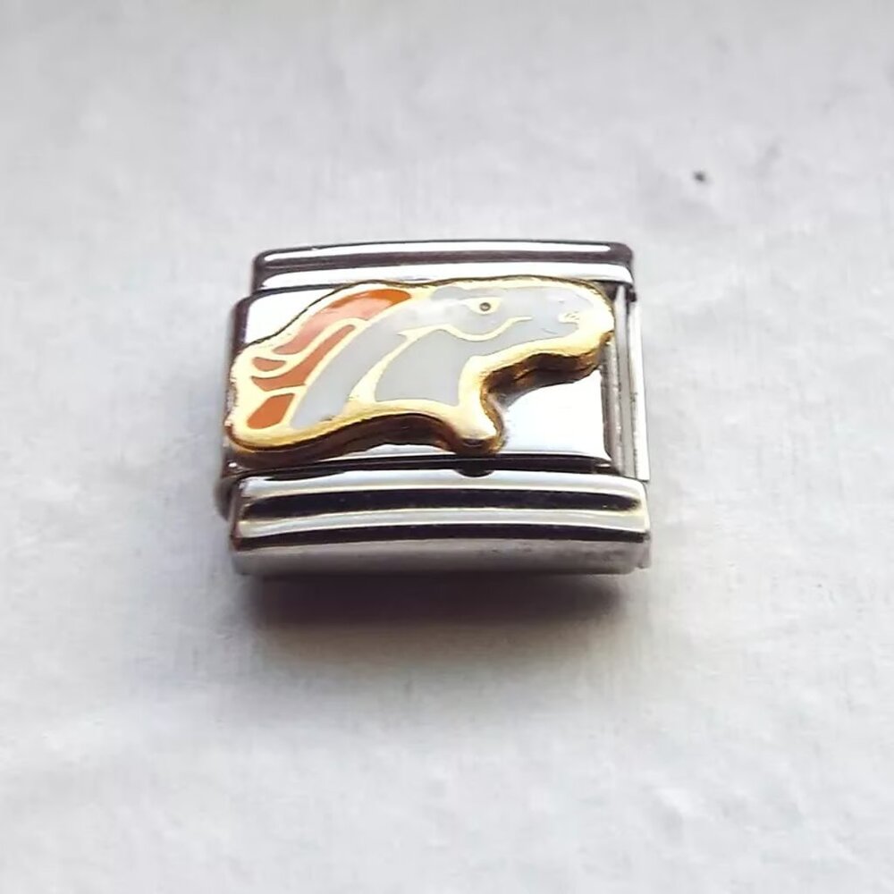 Enamel Denver Broncos logo 9mm stainless steel italian charm bracelet link new